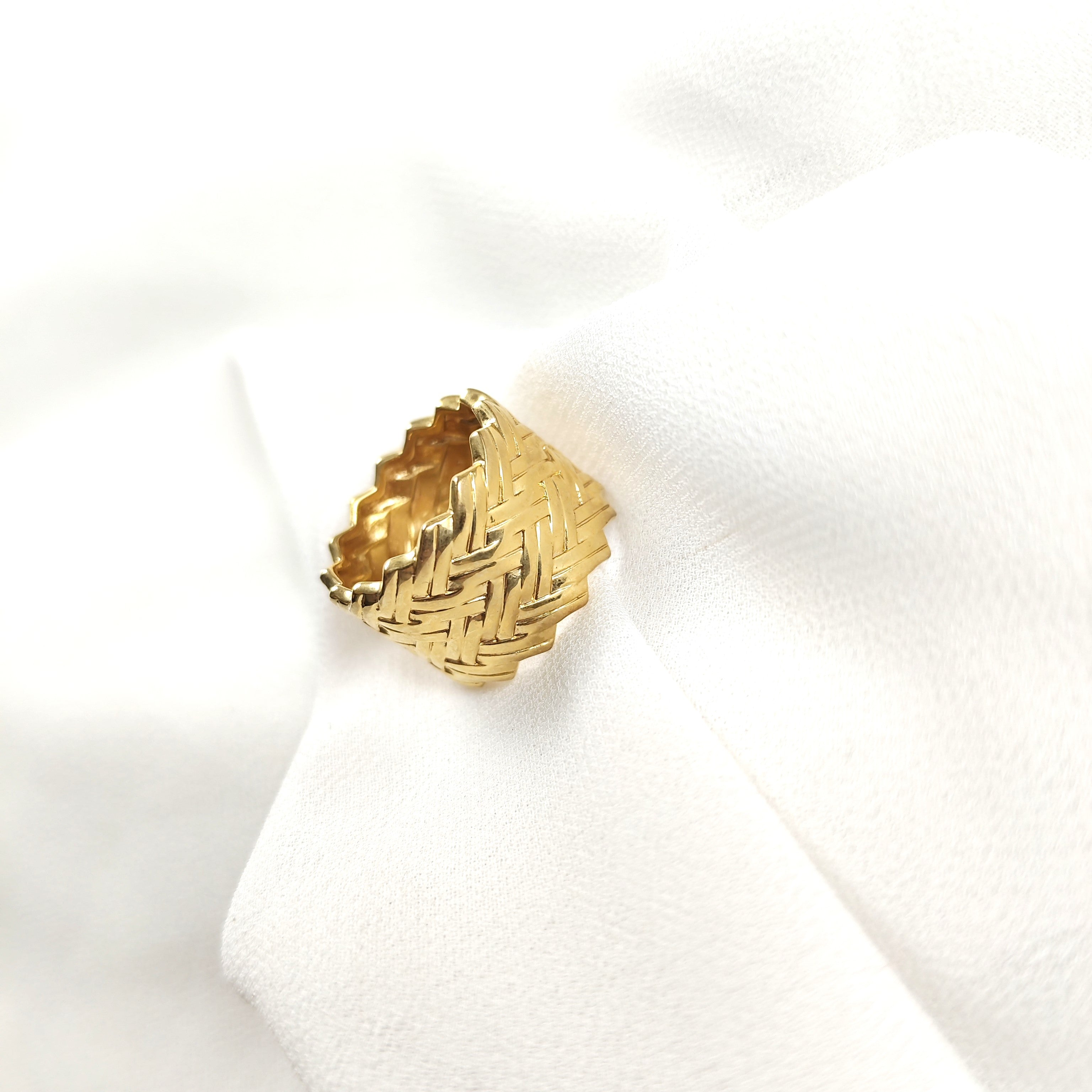 Bague large tressée en plaqué or – Garantie 10 ans