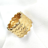 Bague large tressée en plaqué or – Garantie 10 ans