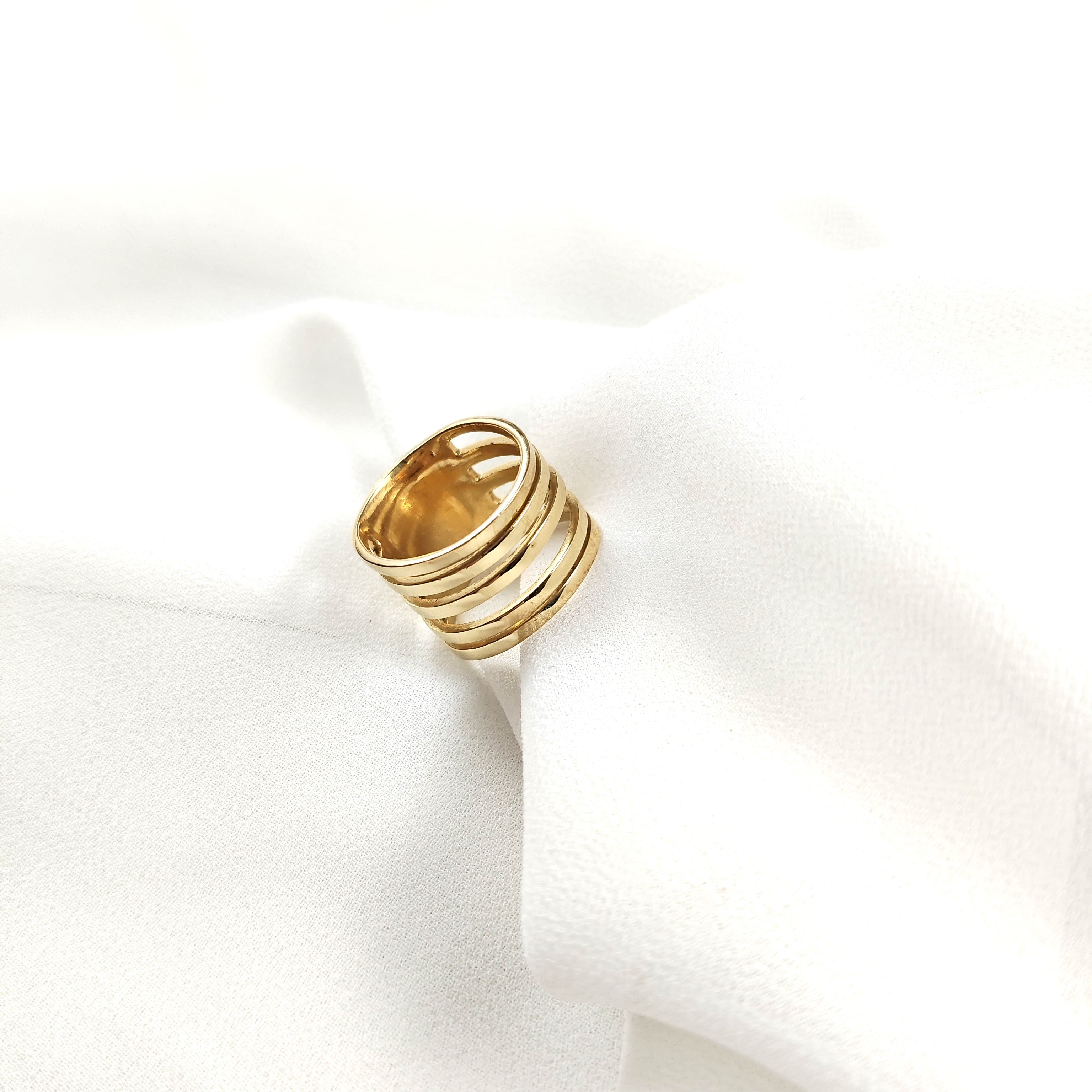 Bague multi-anneaux en plaqué or – Garantie 10 ans