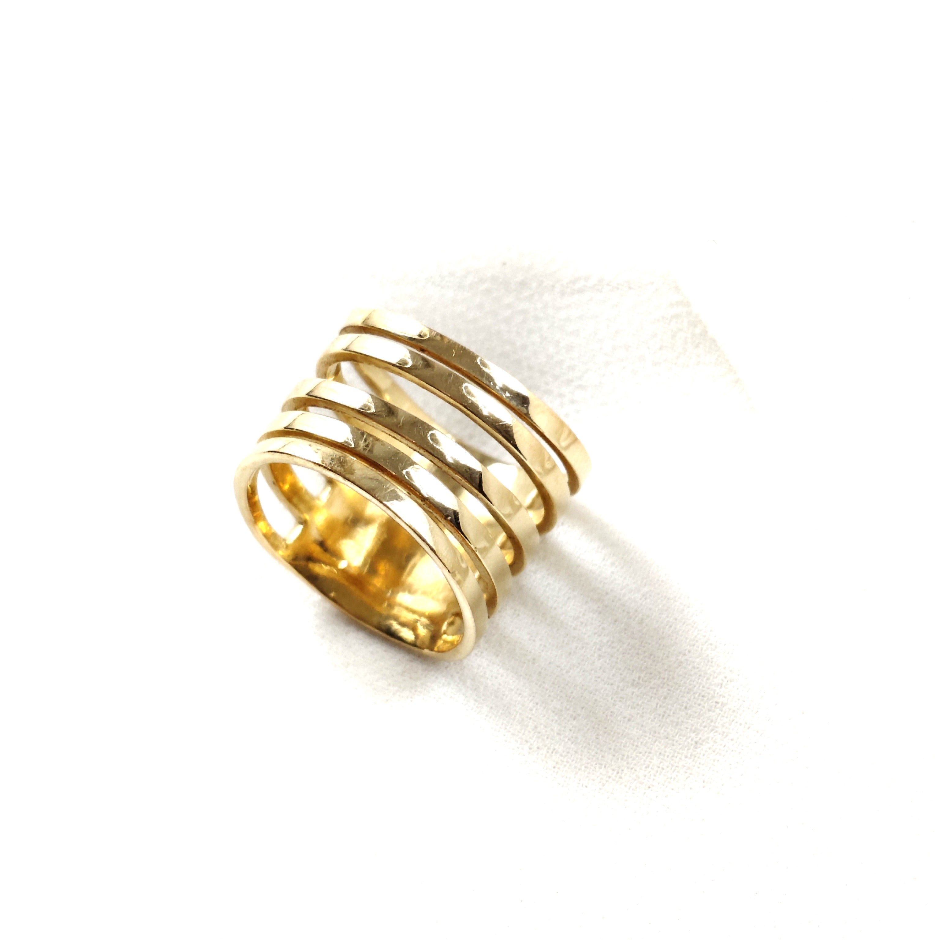 Bague multi-anneaux en plaqué or – Garantie 10 ans