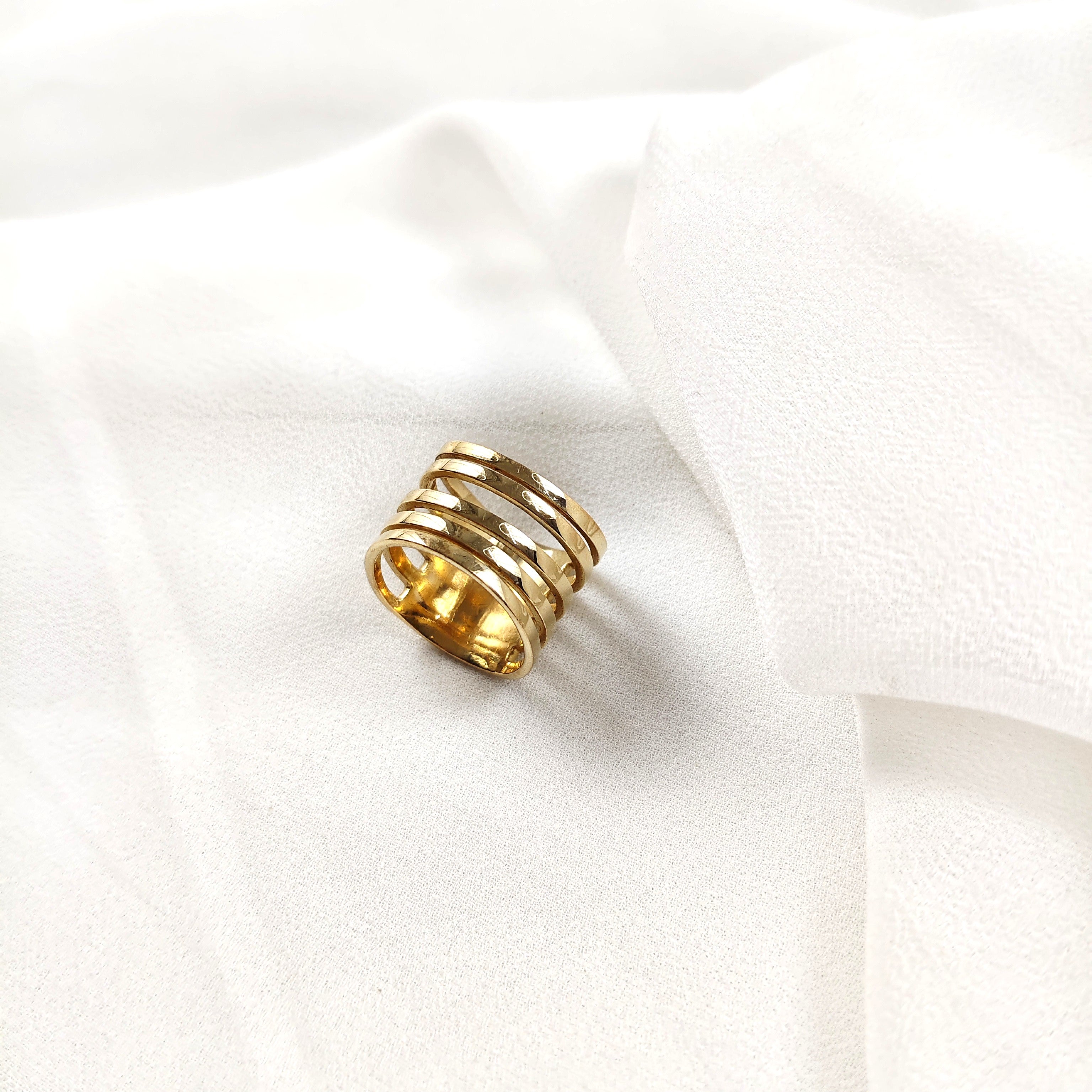 Bague multi-anneaux en plaqué or – Garantie 10 ans