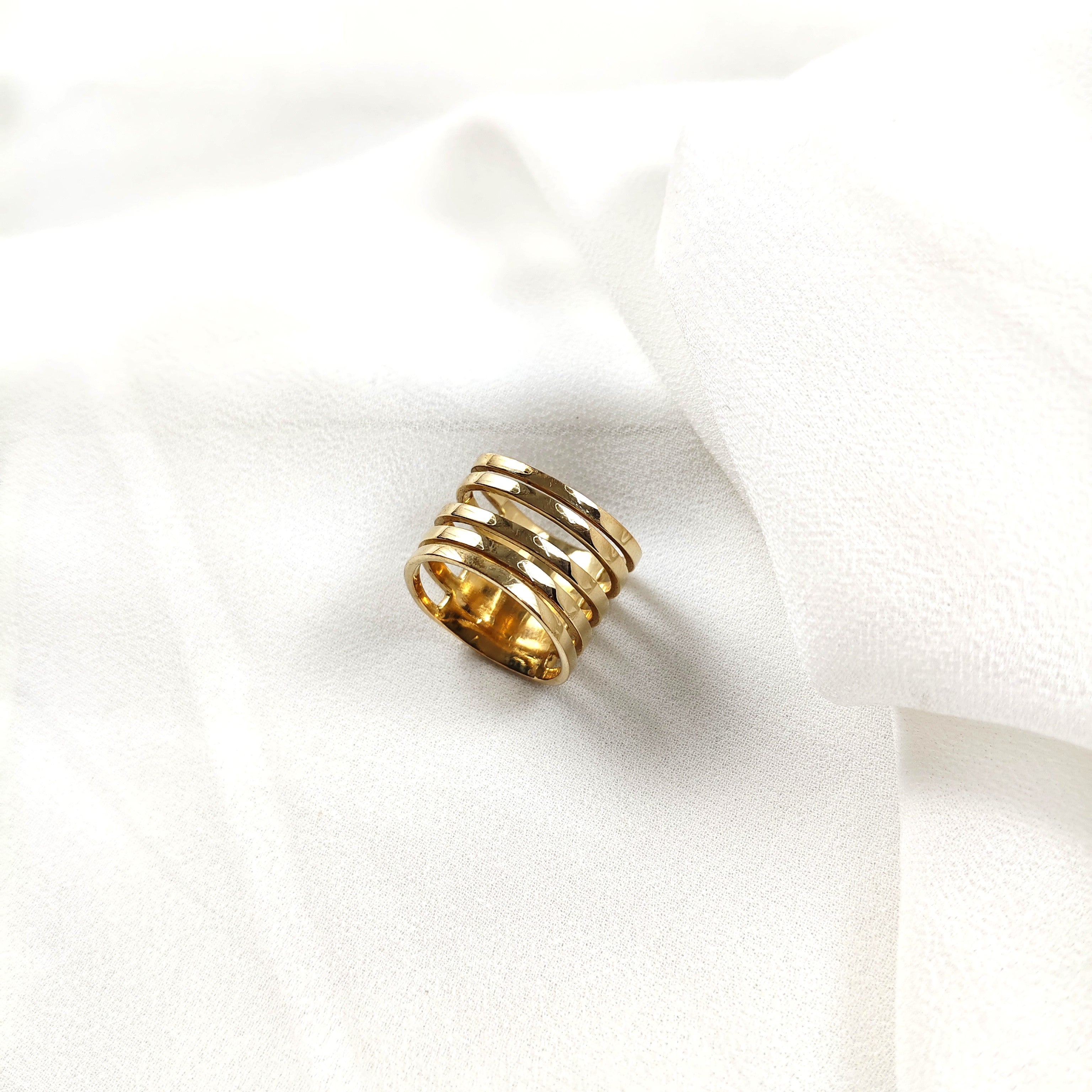 Bague multi-anneaux en plaqué or – Garantie 10 ans