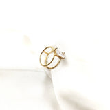 Bague double anneau pierre rectangulaire en plaqué or – Garantie 10 ans