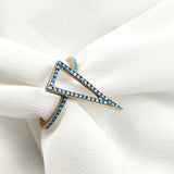 Bague triangle turquoise en plaqué or – Garantie 10 ans