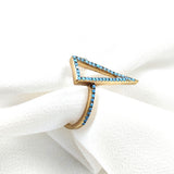 Bague triangle turquoise en plaqué or – Garantie 10 ans