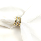 Bague triple rangs pavée de zircons en plaqué or – Garantie 10 ans