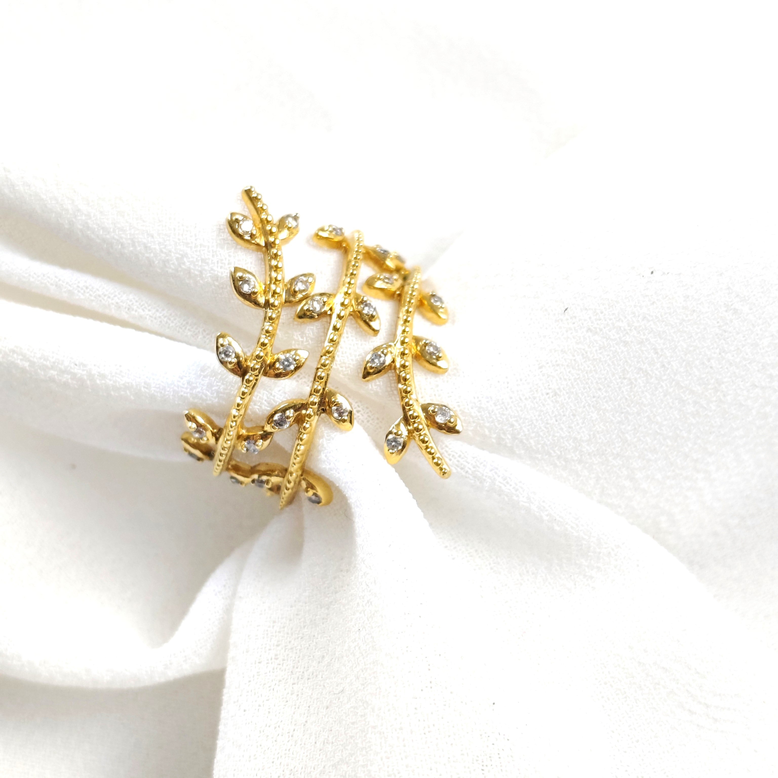 Bague feuille de vigne en plaqué or – Garantie 10 ans