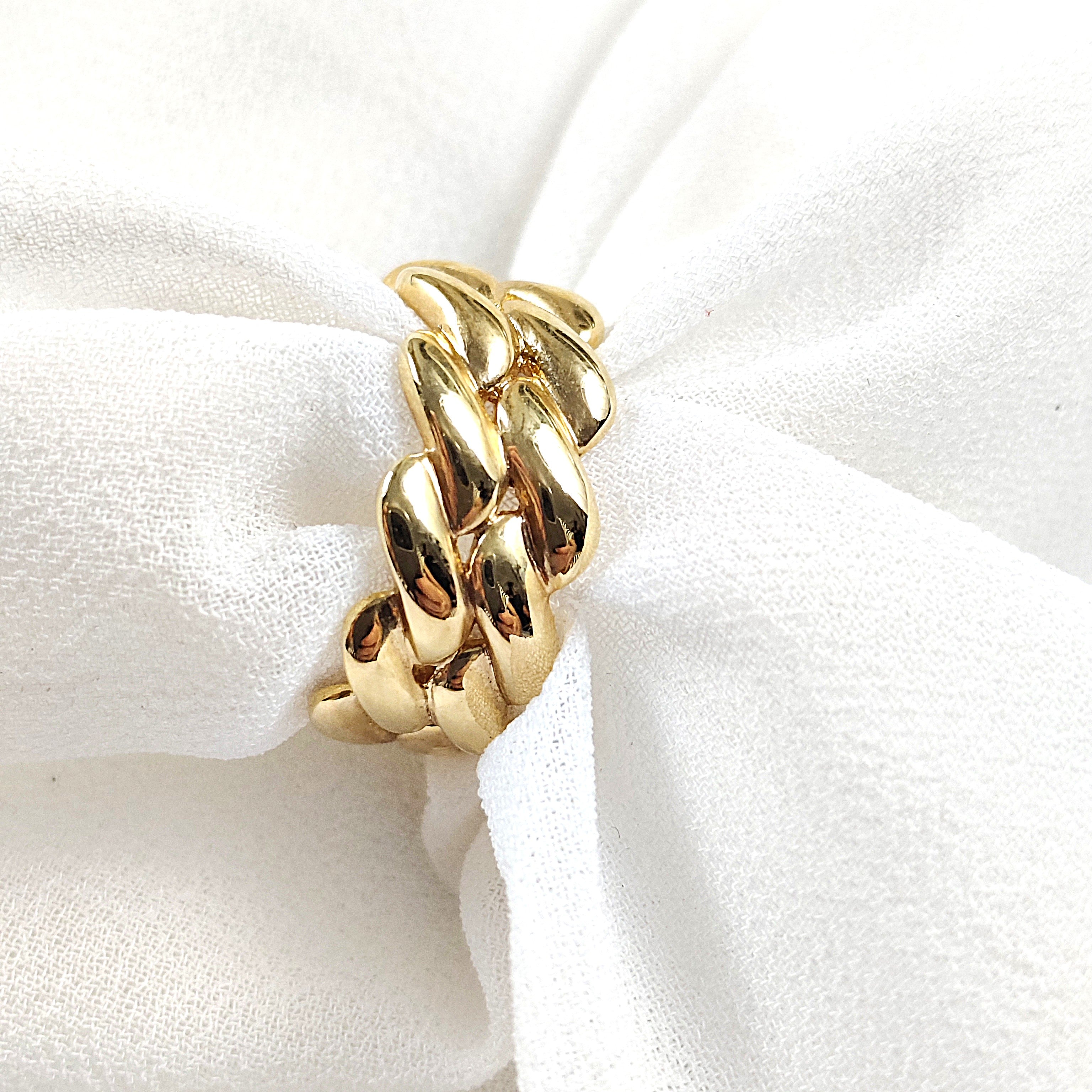 Bague maillons gourmette en plaqué or – Garantie 10 ans