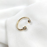 Bague ouverte fleur turquoise en plaqué or – Garantie 10 ans