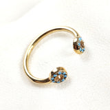 Bague ouverte fleur turquoise en plaqué or – Garantie 10 ans