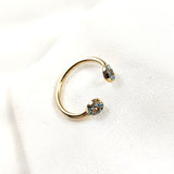 Bague ouverte fleur turquoise en plaqué or – Garantie 10 ans