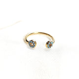 Bague ouverte fleur turquoise en plaqué or – Garantie 10 ans