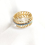 Bague feuille turquoise en plaqué or – Garantie 10 ans