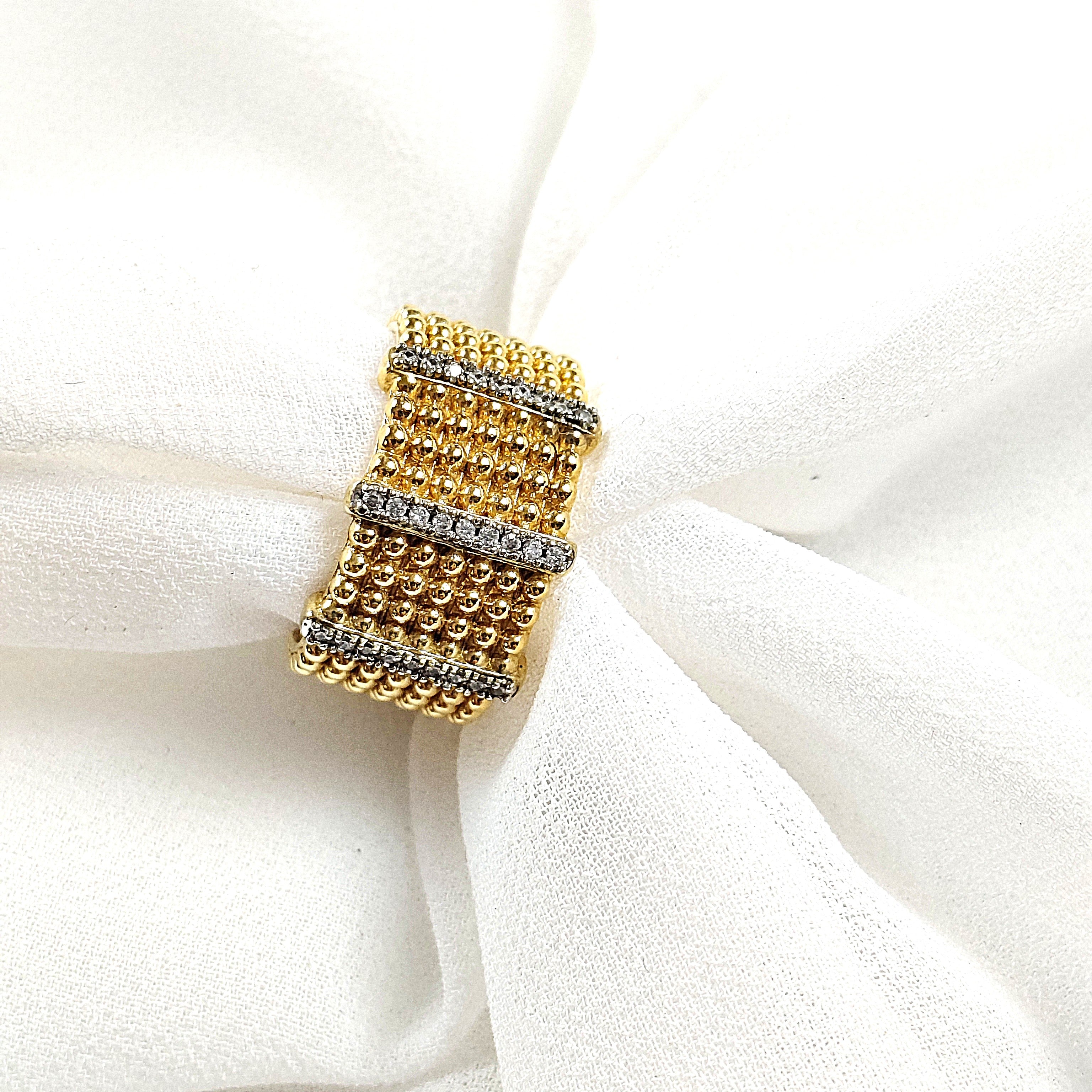 Bague perlée élégance en plaqué or – Garantie 10 ans