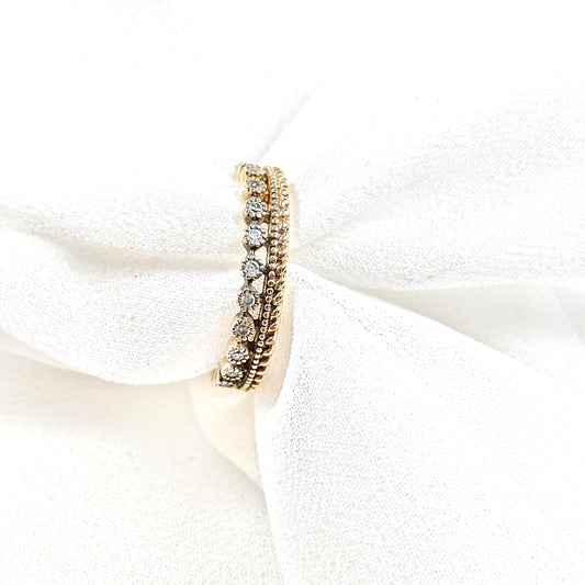 Bague élégance perlée en plaqué or et zircons – Garantie 10 ans