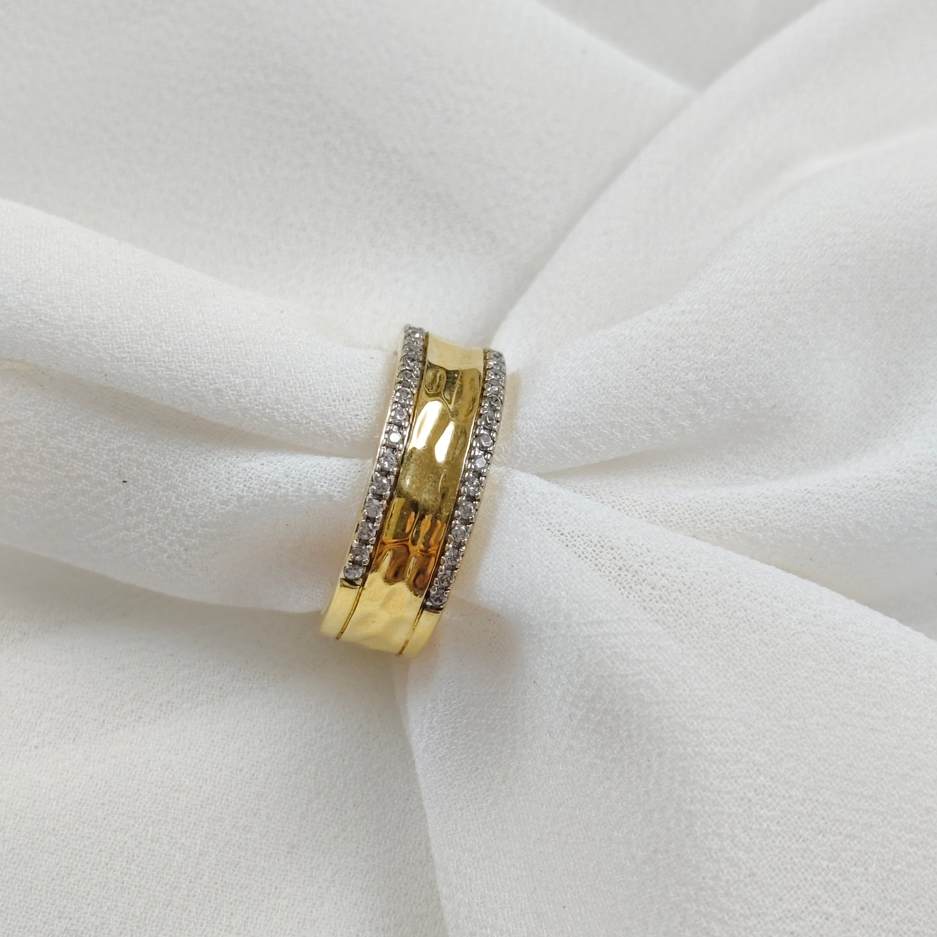 Bague double rangs zircon en plaqué or – Garantie 10 ans