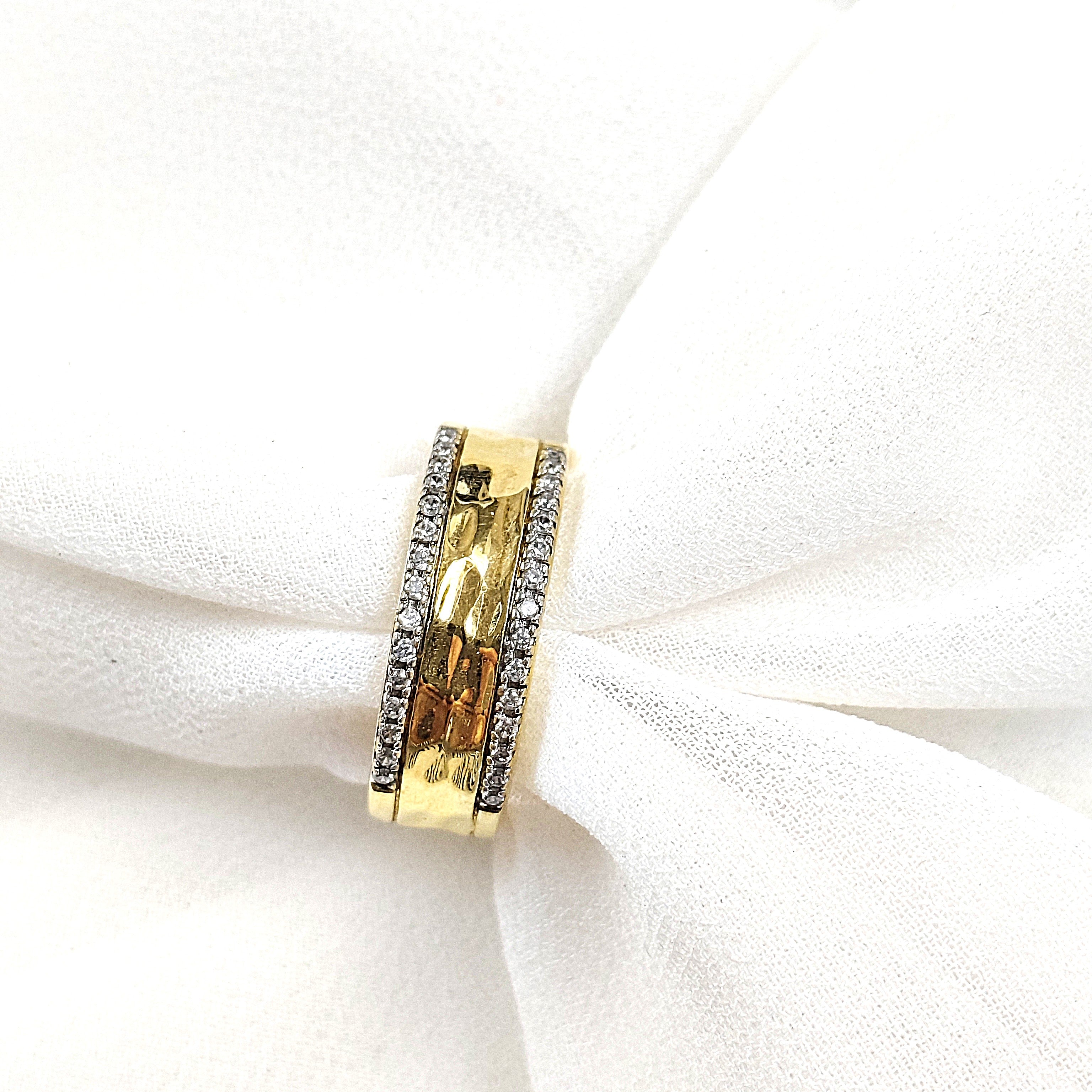 Bague double rangs zircon en plaqué or – Garantie 10 ans