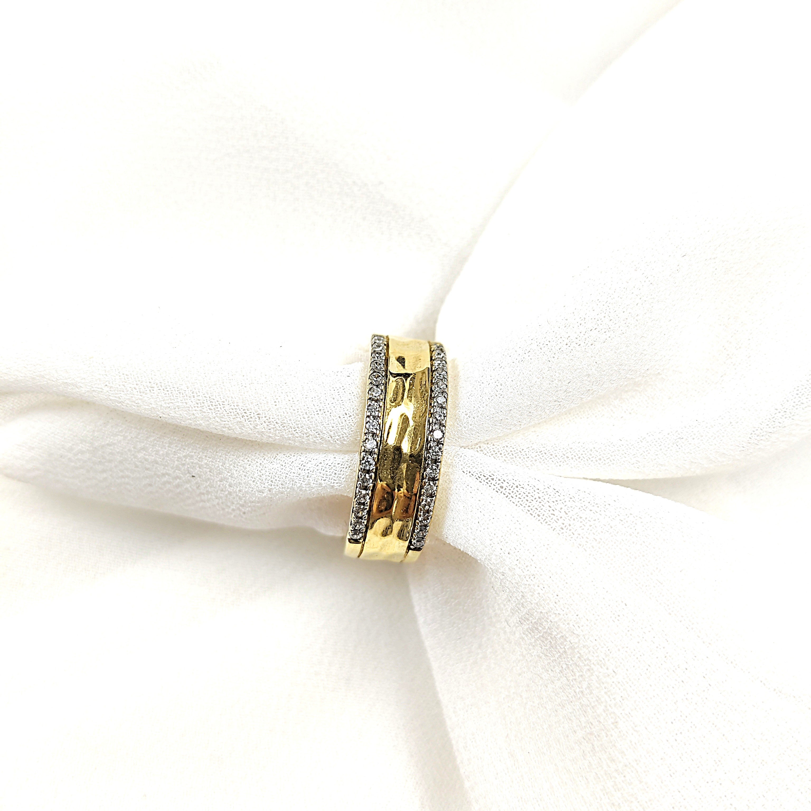 Bague double rangs zircon en plaqué or – Garantie 10 ans