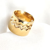 Bague large motif géométrique en plaqué or – Garantie 10 ans