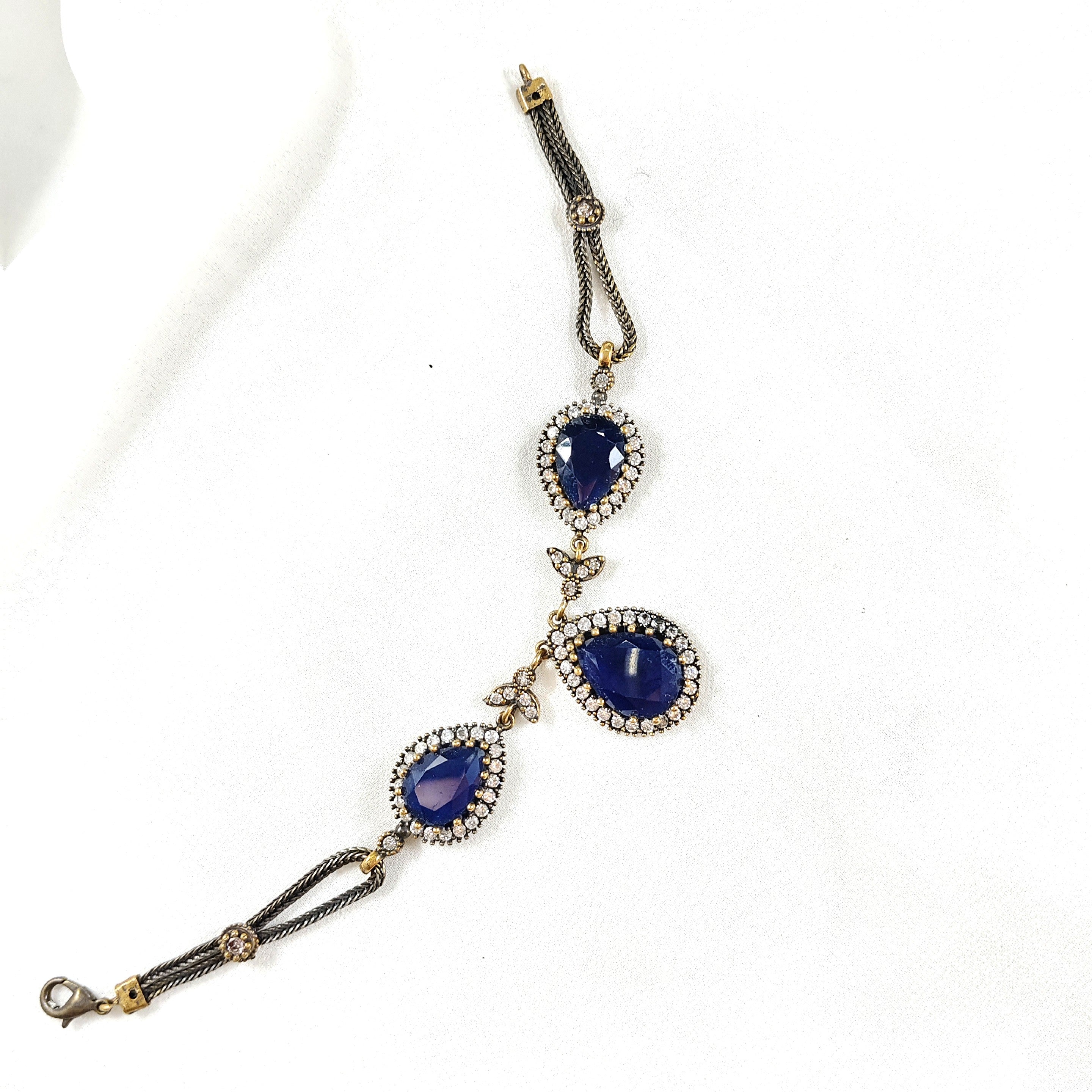 Gourmette en bronze et argent – Éclat saphir royal