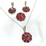 Parure en bronze et argent – Splendeur royale aux pierres rubis