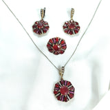 Parure en bronze et argent – Splendeur royale aux pierres rubis