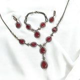 Parure en bronze et argent – Éclat impérial aux pierres rouges