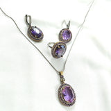 Parure ANTIQUE en bronze et argent – Élégance impériale aux pierres violettes