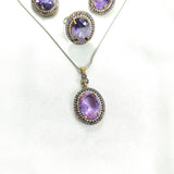 Parure ANTIQUE en bronze et argent – Élégance impériale aux pierres violettes