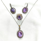 Parure ANTIQUE en bronze et argent – Élégance impériale aux pierres violettes