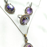 Parure ANTIQUE en bronze et argent – Élégance impériale aux pierres violettes
