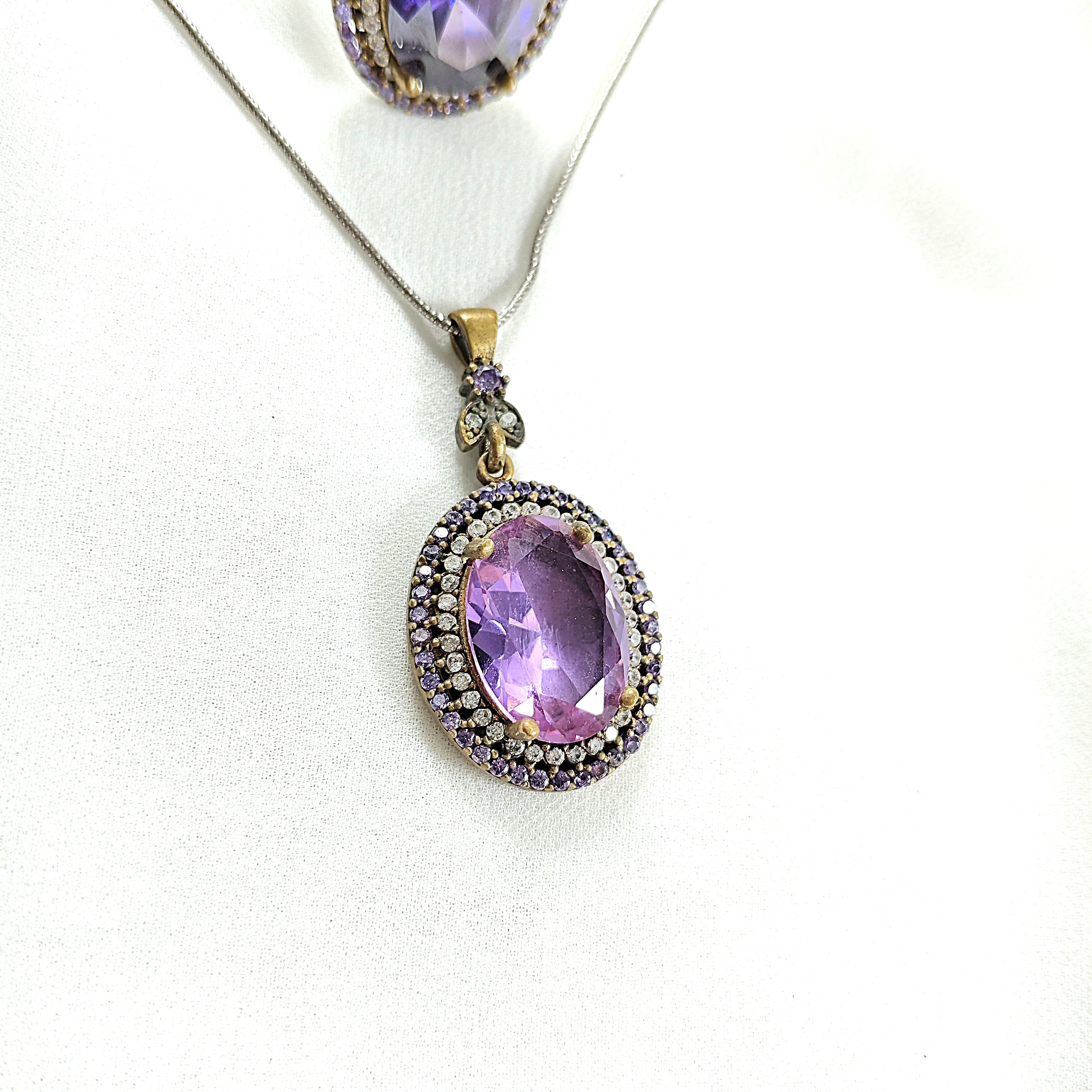 Parure ANTIQUE en bronze et argent – Élégance impériale aux pierres violettes