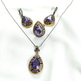Parure en bronze et argent – Goutte royale améthyste