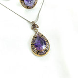 Parure en bronze et argent – Goutte royale améthyste