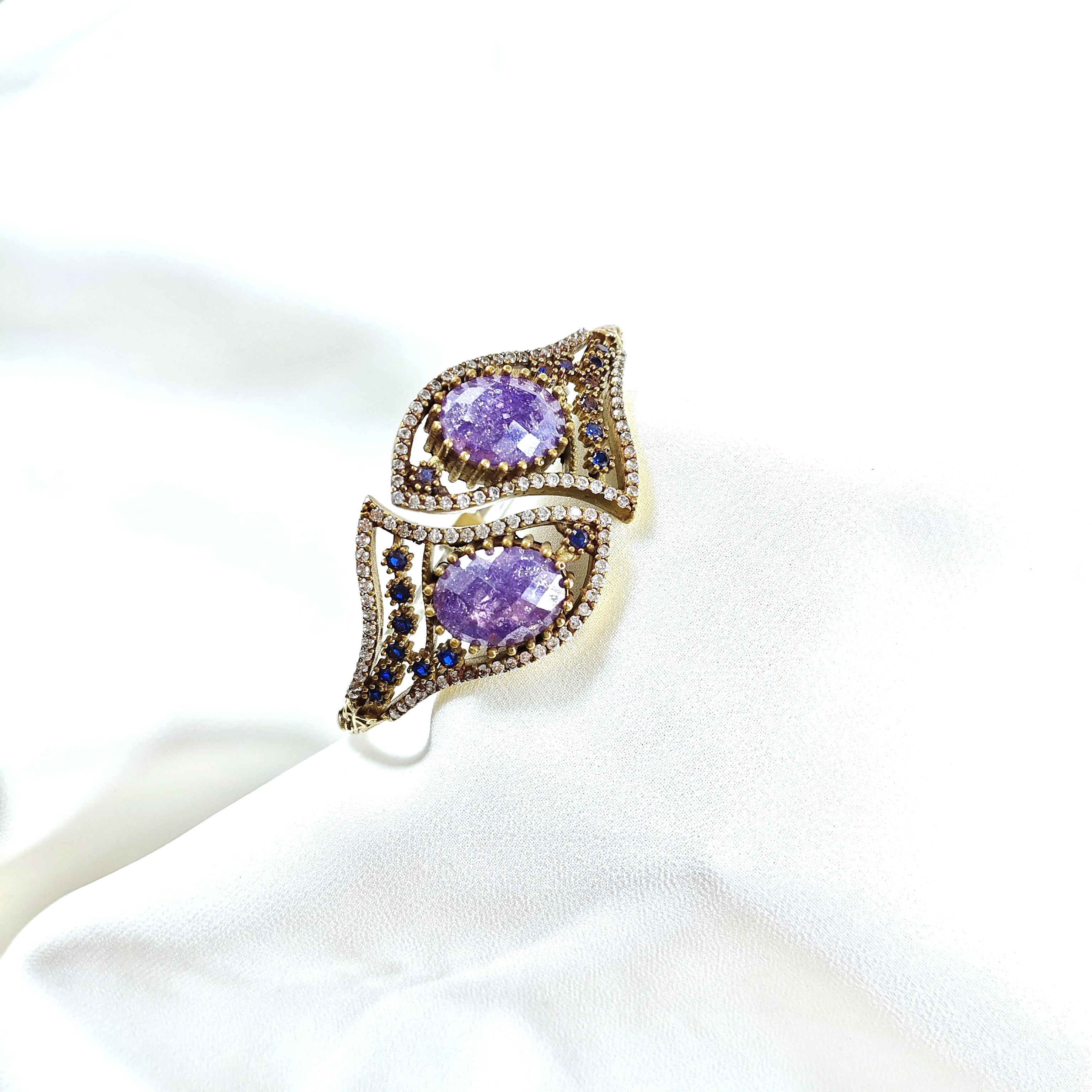 Bracelet antique – Double pierre violette royale