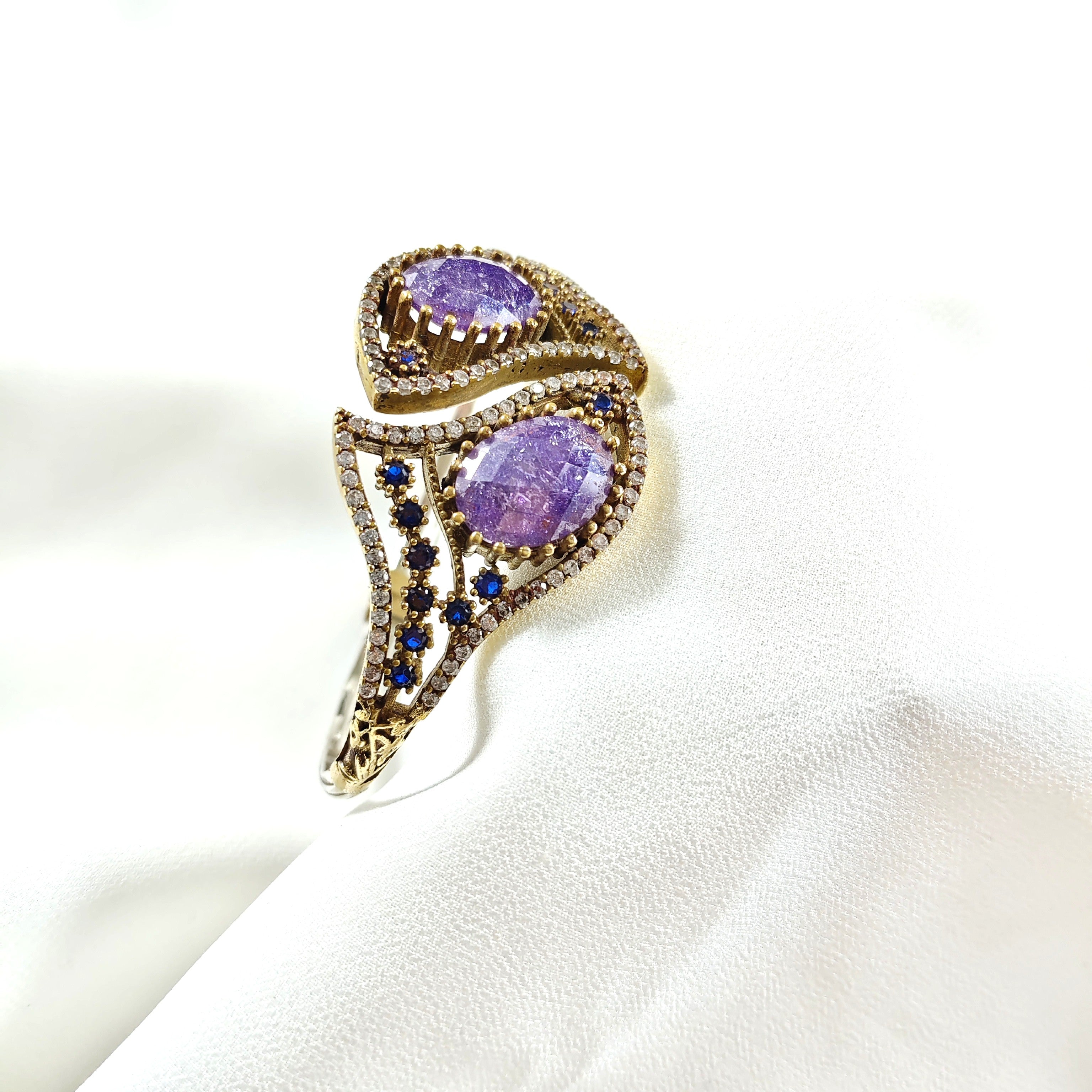 Bracelet antique – Double pierre violette royale