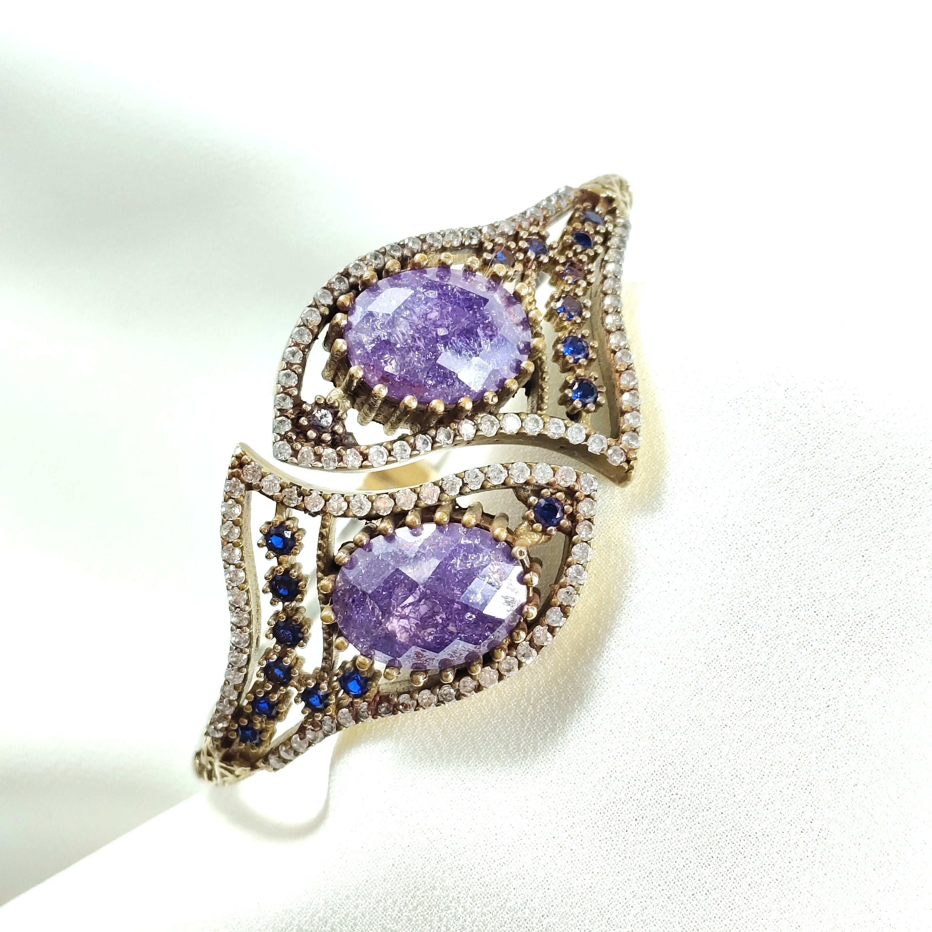 Bracelet antique – Double pierre violette royale