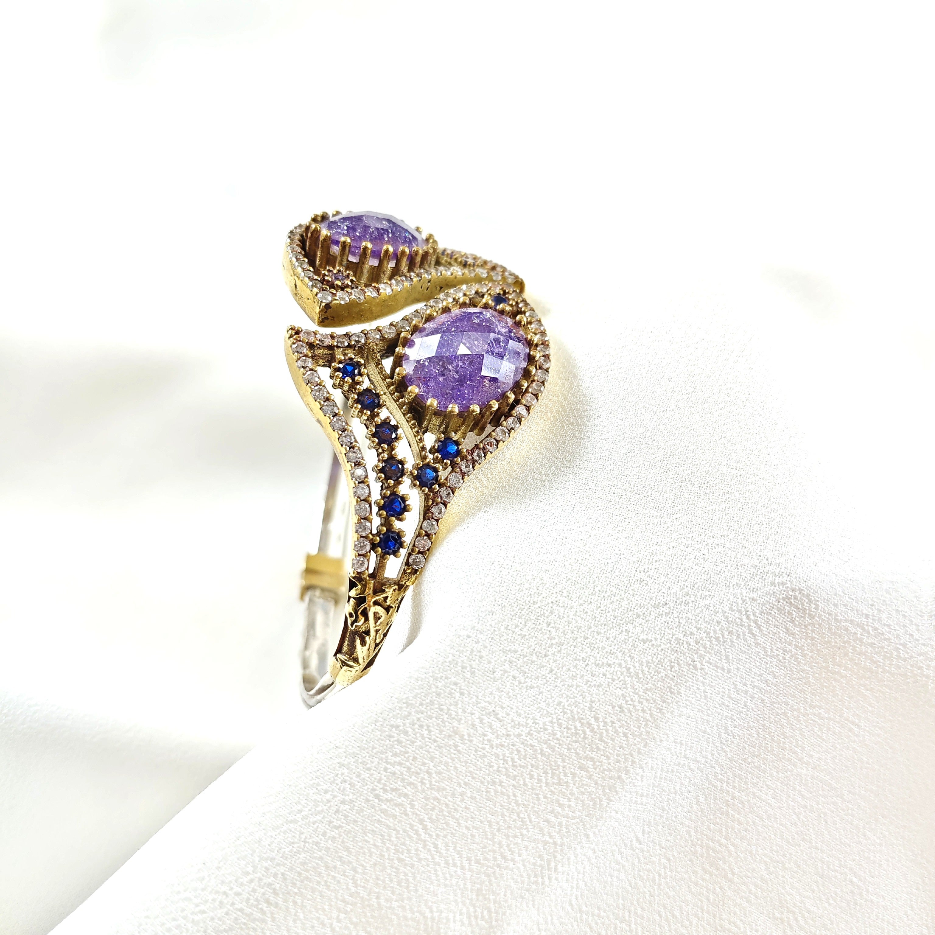 Bracelet antique – Double pierre violette royale