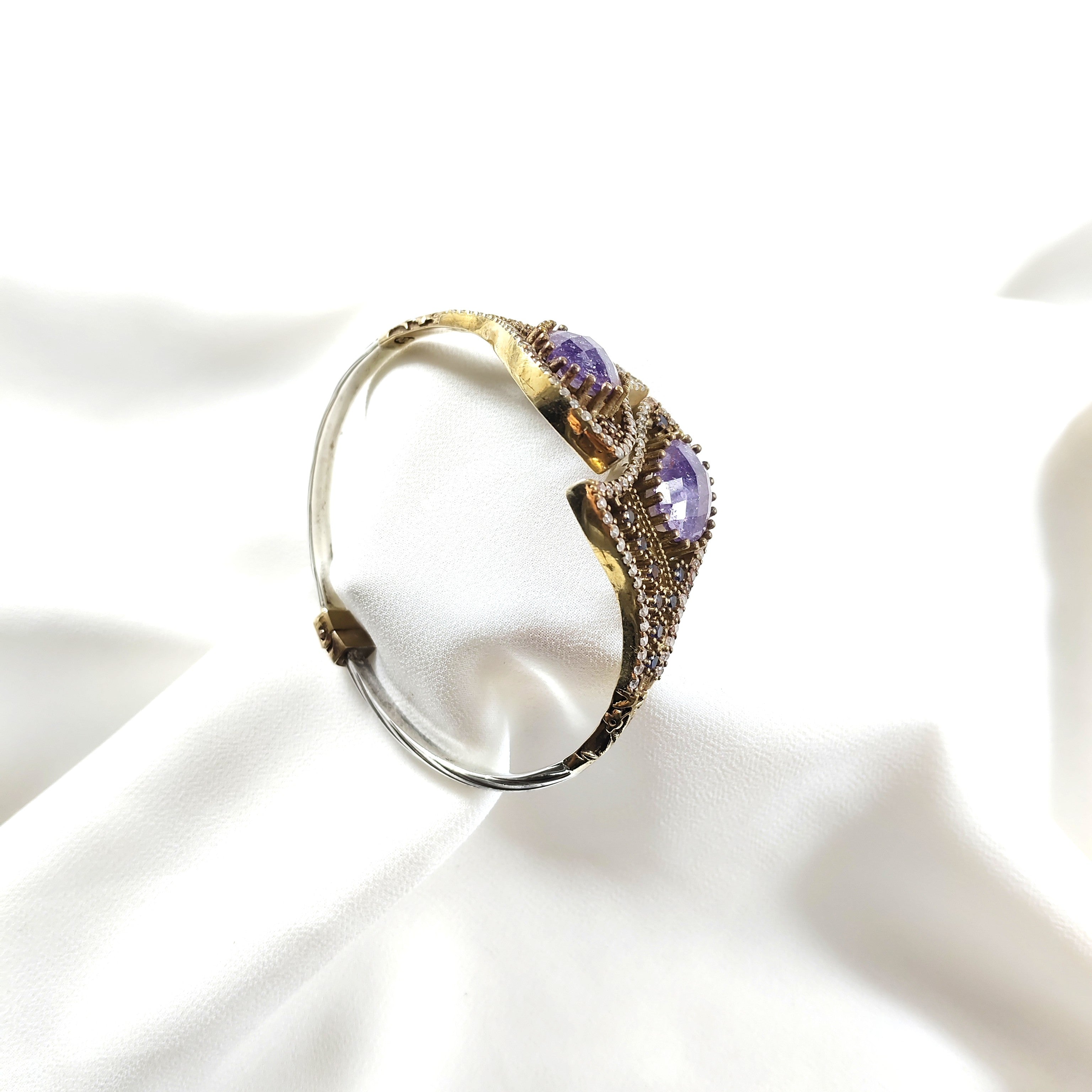 Bracelet antique – Double pierre violette royale