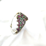 Bracelet antique  – Feuille royale aux rubis et émeraudes