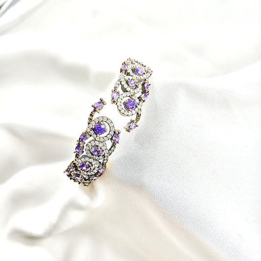 Bracelet antique  – Arabesque impériale aux pierres d’améthyste