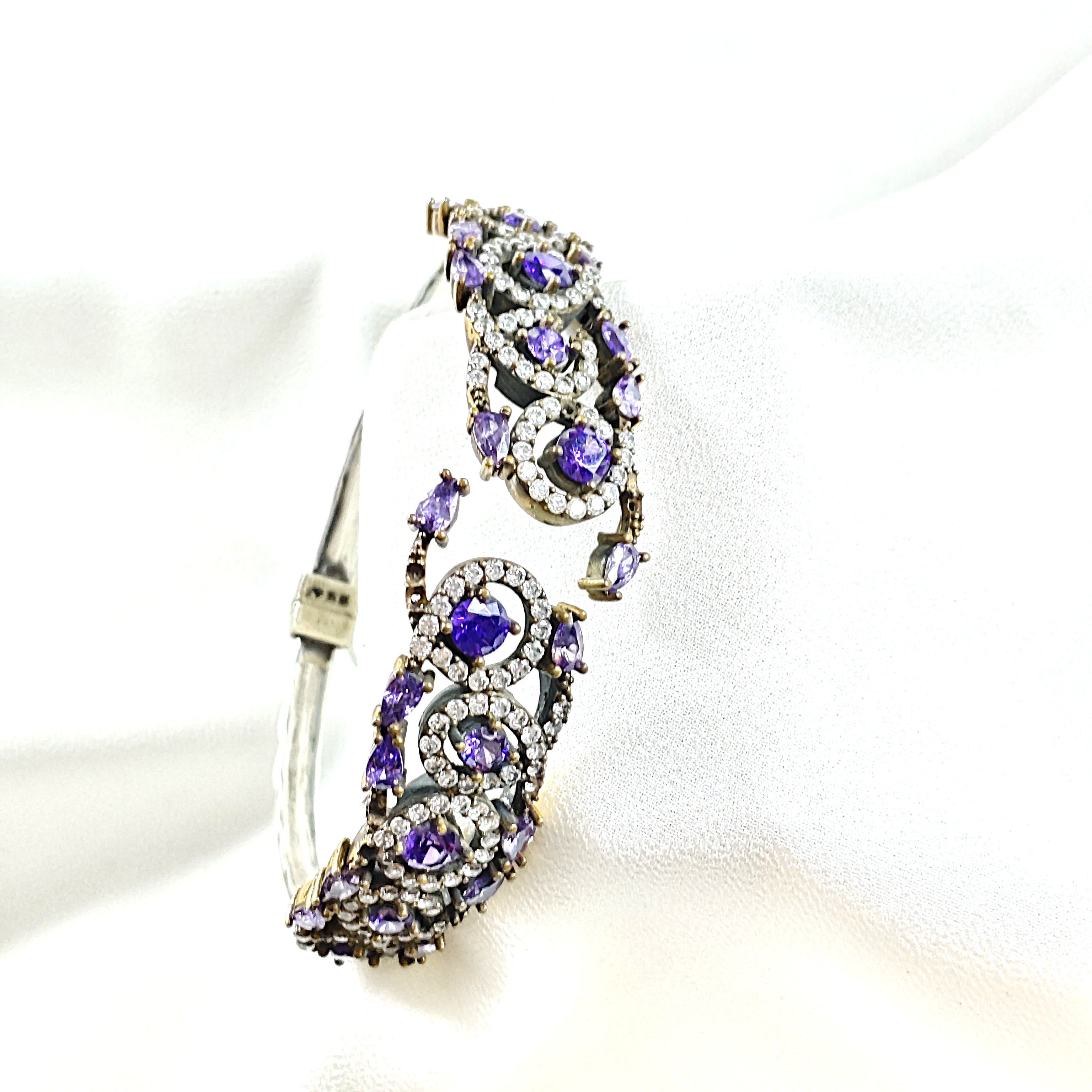 Bracelet antique  – Arabesque impériale aux pierres d’améthyste