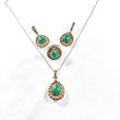 Parure antique en bronze et argent – Élégance impériale aux pierres vert émeraude