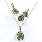 Parure antique en bronze et argent – Élégance impériale aux pierres vert émeraude