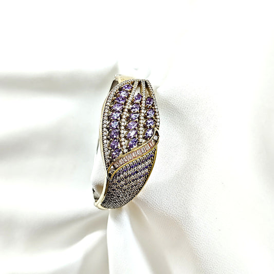 Bracelet antique – Splendeur florale aux pierres violettes