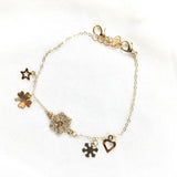 Bracelet Fantaisie Doré à Breloques Porte-Bonheur