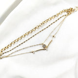 Bracelet Fantaisie Doré Multichaînes & Élément Cristal