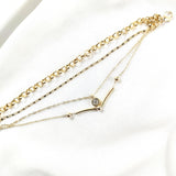 Bracelet Fantaisie Doré Multichaînes & Élément Cristal