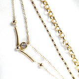 Bracelet Fantaisie Doré Multichaînes & Élément Cristal