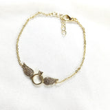 Bracelet Fantaisie Doré “Bague Ailée” Strassée